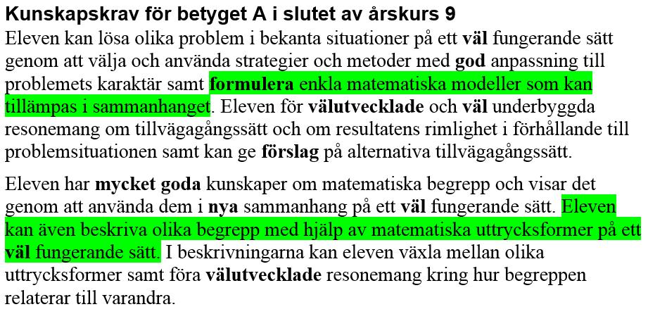 Omsatt i poäng och /