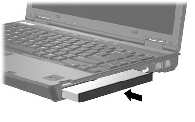 Optisk MultiBay II-enhet Detta avsnitt ger information om hur du använder optiska skivor (t ex CD eller DVD) i MultiBay II.