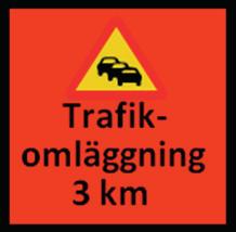 Märket monteras då i direkt anslutning till den plats där avstängningen ska göras. Då avstängningen görs kan ytterligare ett orange märke (J2) sättas upp med information om vad trafikanten ska göra.