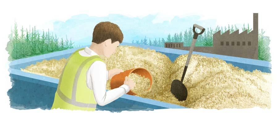 Så här arbetar vi med produktion av grotflis Inmätning Vikt, fh och volym mäts vid