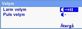 Tryck på vredet för att välja Volym. Volymskärmen visas. 5. Vrid vredet för att justera volymen. Staplar som ökar i storlek från vänster till höger indikerar ökande volym. 6.