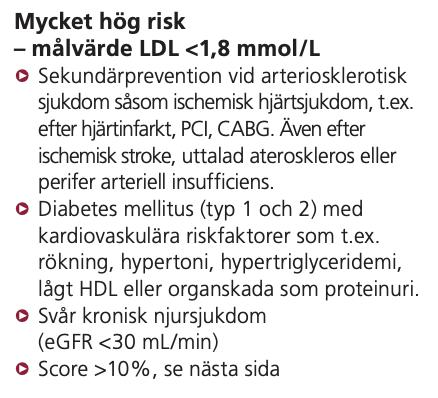 Riskgruppering SCORE: 10-årsrisk för kardiovaskulär
