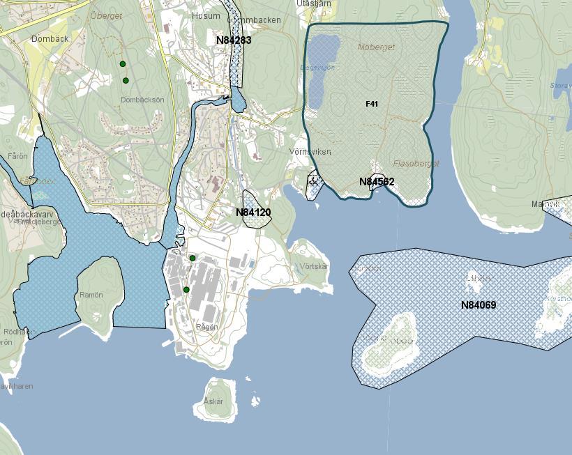 nedan. Figur 6. Fångstområde för yrkesfiske Örnsköldsvik Husum Skagsudde samt naturvårdsområde Gideåälven nedströms Gideåbacka kraftverk. Källa http://karta.ornskoldsvik.se/ornkarta/?