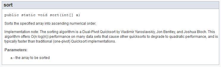 Arrays.sort(pa); sort() Arrays.