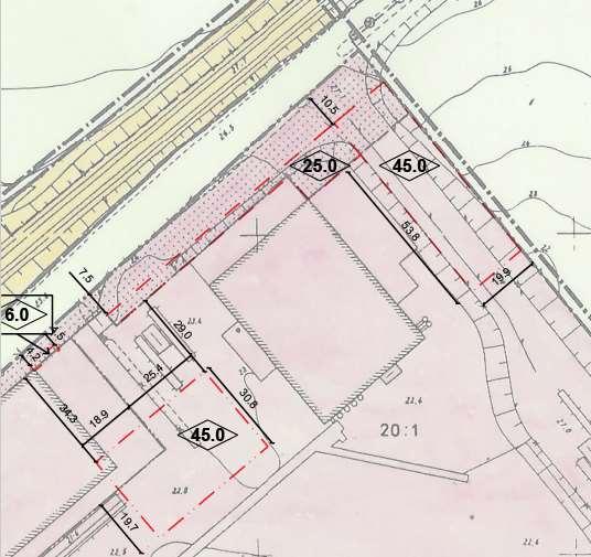 Ändring av detaljplan Ö3 Ändringen avser rödmarkerade ytor. Inom rödmarkerad yta med symbol för byggnadshöjd 45,0 m tillåts byggnad uppföras till en maximal byggnadshöjd av 45 meter.