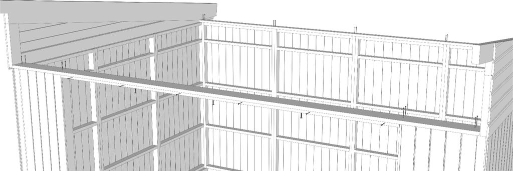 6. Anpassa hammarband 28x70 i bakkant och 28x145 i framkant (jämsmed invändig väggstomme) mellan