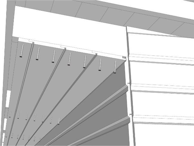 Montera därefter plywood med spik 60x2,3. Utsida plywood ska vara jämsmed utsida panel och stödläkt. Se ritning A04. 16.