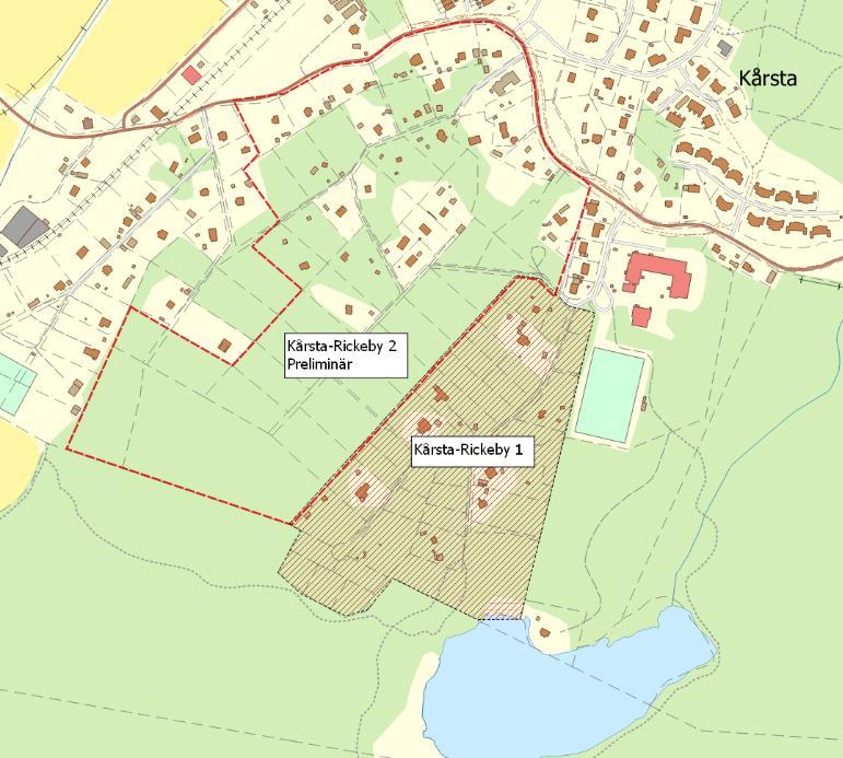 4.6.1 Kårsta-Rickeby Inom gällande detaljplan för Kårsta-Rickeby 1 (Bergsjövägen) planeras upp mot 85 nya småhus i varierade storlekar.