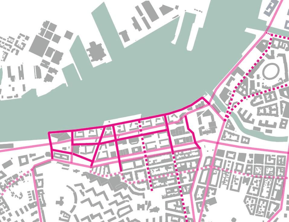 Planförslag Tr a f i k befintliga gång- & cykelvägar befintliga gator anpassade för gång- & cykeltrafik nya gång- & cykelvägar nya gator anpassade för gång- & cykeltrafik Gång- och cykeltrafik Den