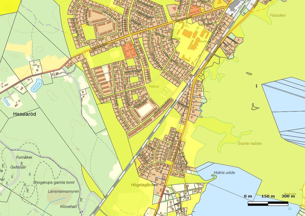 Markägoförhållanden 4 Hela planområdet ägs av Osby kommun. Gult markerad mark i kartan ägs av Osby kommun. Den mark som inte är gulmarkerad är privatägd.