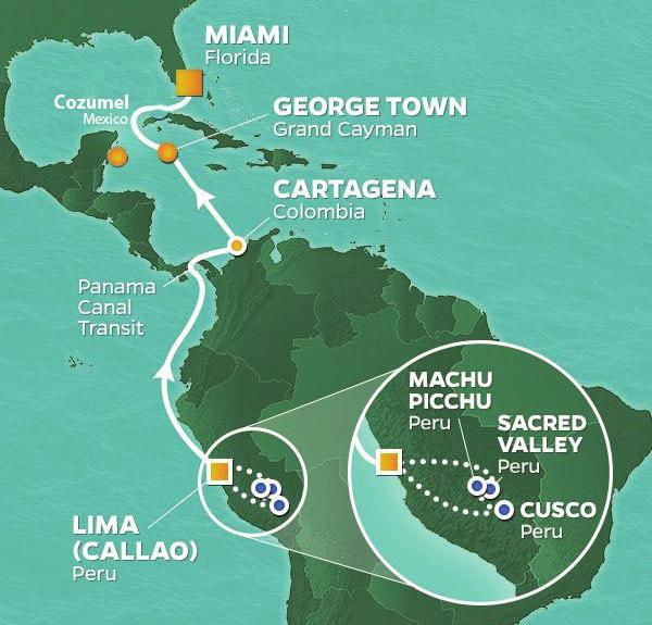 Underverket Machu Picchu & Karibien Kryssning genom Panamakanalen PRELIMINÄRA FLYGTIDER DAG FLYG TIDER FLYGTID 17 mar Stockholm - Amsterdam 06.20-08.35 2h 15 17 mar Amsterdam - Lima 12.25-19.