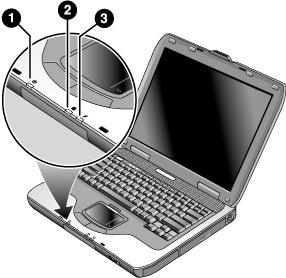 Komma igång med din notebook-dator Notebook-datorns olika delar Statuslampor Notebook-datorn har ett antal statuslampor som indikerar strömförsörjnings- och batteristatus samt status för