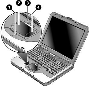 Grundläggande användning Använda notebook-datorn Använda styrplattan Styrplattan inkluderar en på-/avknapp så att du kan stänga av styrplattan och undvika att av misstag flytta pekaren när du skriver.