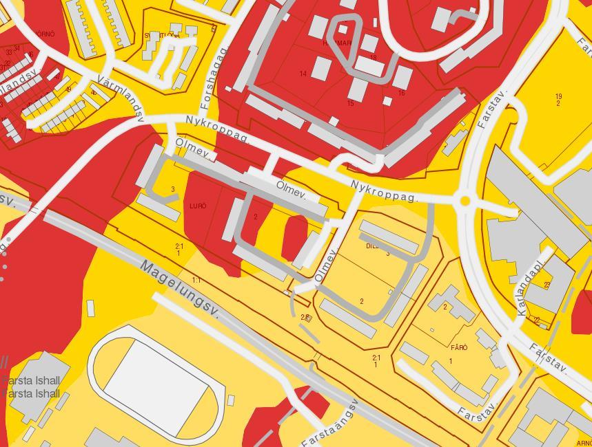 Sida 8 (19) 3.1 Geologiska förutsättningar Marknivån lutar mot söder från planområdet, mot Nykroppagatan.