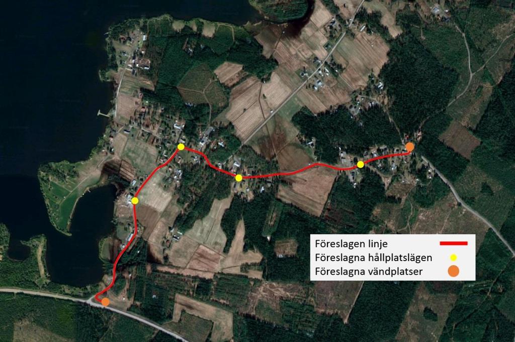 Figur 9 - Tänkt körväg i Varuträsk med föreslagna