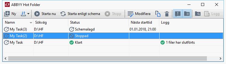 När du startar ABBYY Hot Folder, öppnas dess huvudfönster.