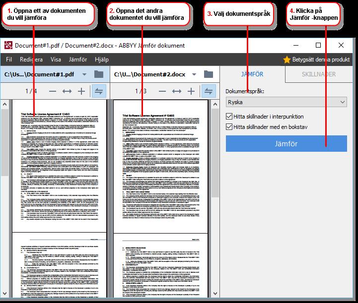 1. Öppna ABBYY Jämför dokument, öppna en av versionerna som du vill jämföra i vänstra panelen