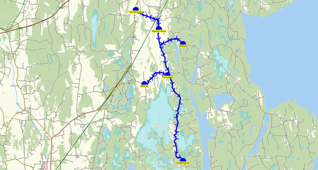 2017-08-21 09:16:54 Karta för Tur TO609 609 12.20 13.00 Älgarås skola - Sandbräckan - Älgarås skolan - Mäloset - Korsvägen - Bålerud - Kyrkoholmen TORSDAG 196 Älgarås skola 0 12.