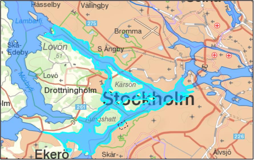 2.3.1 Magasinsvolym Enligt riktlinjer för dagvattenhantering inom kvartersmark för Stockholms stad bör 20 mm nederbörd på ett kvarter fördröjas.