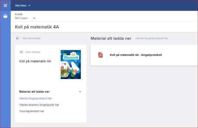 Klickar du på ett läromedel så hittar du material att ladda ner som som t.ex.