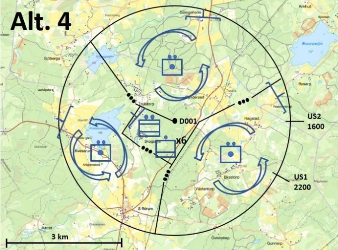 Alternativ 1: Kompaniet uppträder samlat (kompaniet grupperar ihop) och rörligt inom