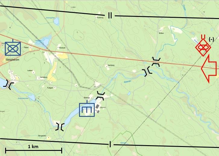 Scenario 6: Ingenjörkompanis fördröjningsstrid. Scenario: Du är chef för 6. Ingenjörskompaniet som understödjer en mekaniserad bataljons fördröjningsstrid. Du har blivit underställd chefen för 1.