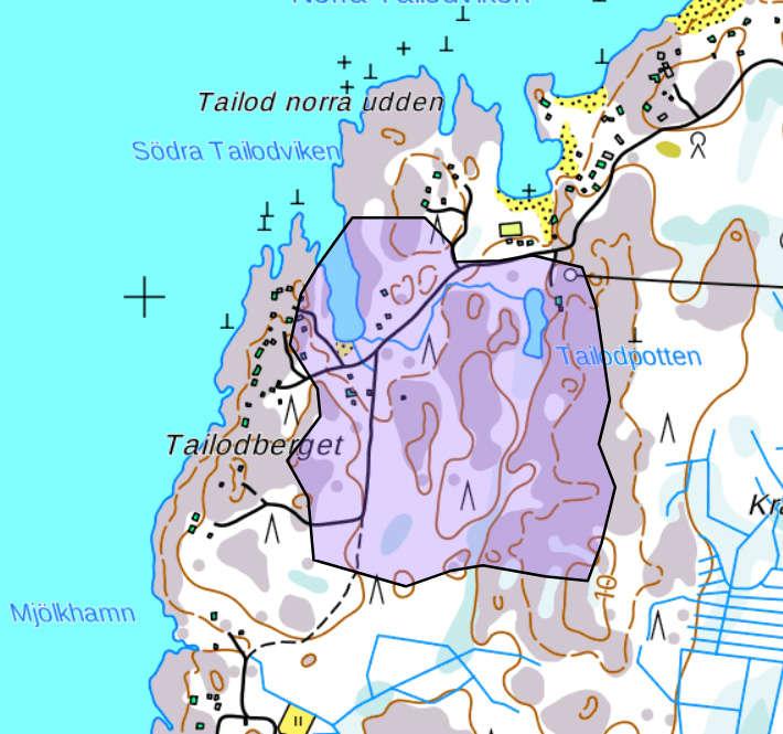 6 3.2 Tailodvikens avrinningsområde Avrinningsområdets yta är totalt ca 20 ha. Av detta hör 8 ha till Tailodpottens avrinningsområde medan 9 ha avrinner från våtmarkerna i söder.