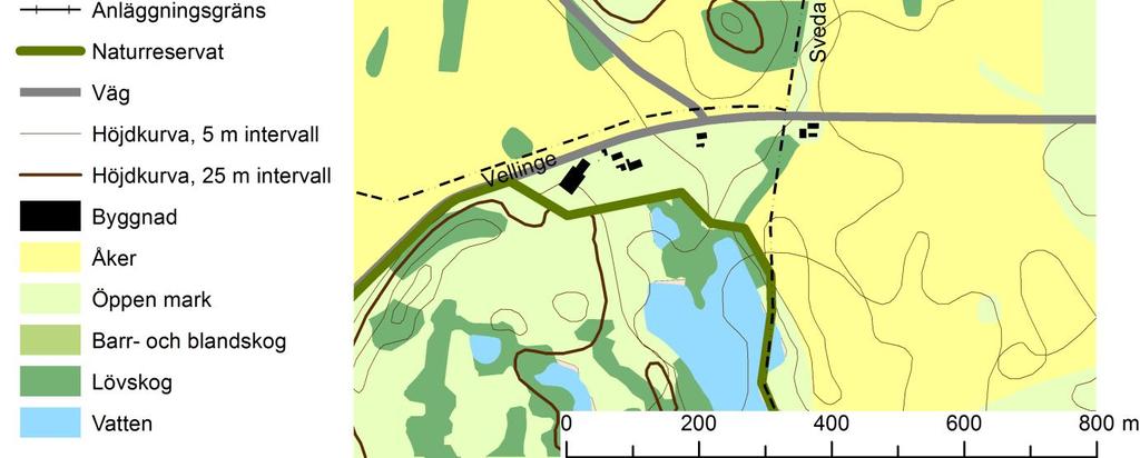 I norr gränsar Käglinge hästbacke till Rönnebäck golfbana och i kartans nedre del syns Arriesjön-Risebjär naturreservat. Lantmäteriet, i2014/764.