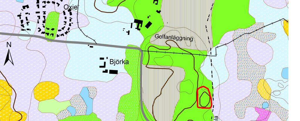 Figur 4. Undersökningsområdet utgör en del av ett större sammanhängande stråk med sorterade isälvssediment.