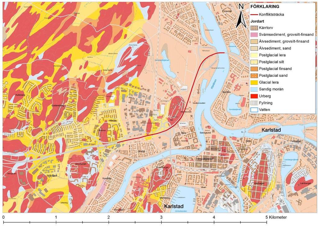 2.4 Geologi Jordarterna i grundvattenförekomsten Nedre Fryken-Klarälven utgörs enligt SGU huvudsakligen av älvsediment som transporterats och avsatts av Klarälven (SGU, 2001), se figur 6.