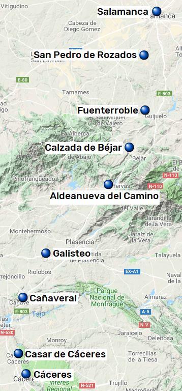 Via de la Plata, Cáceres Salamanca, 10 nätter 7(7) Via de la Plata Via de la Plata (Silvervägen) på spanska startar i Sevilla och sträcker sig 1 000 kilometer från söder till norr genom Spanien och