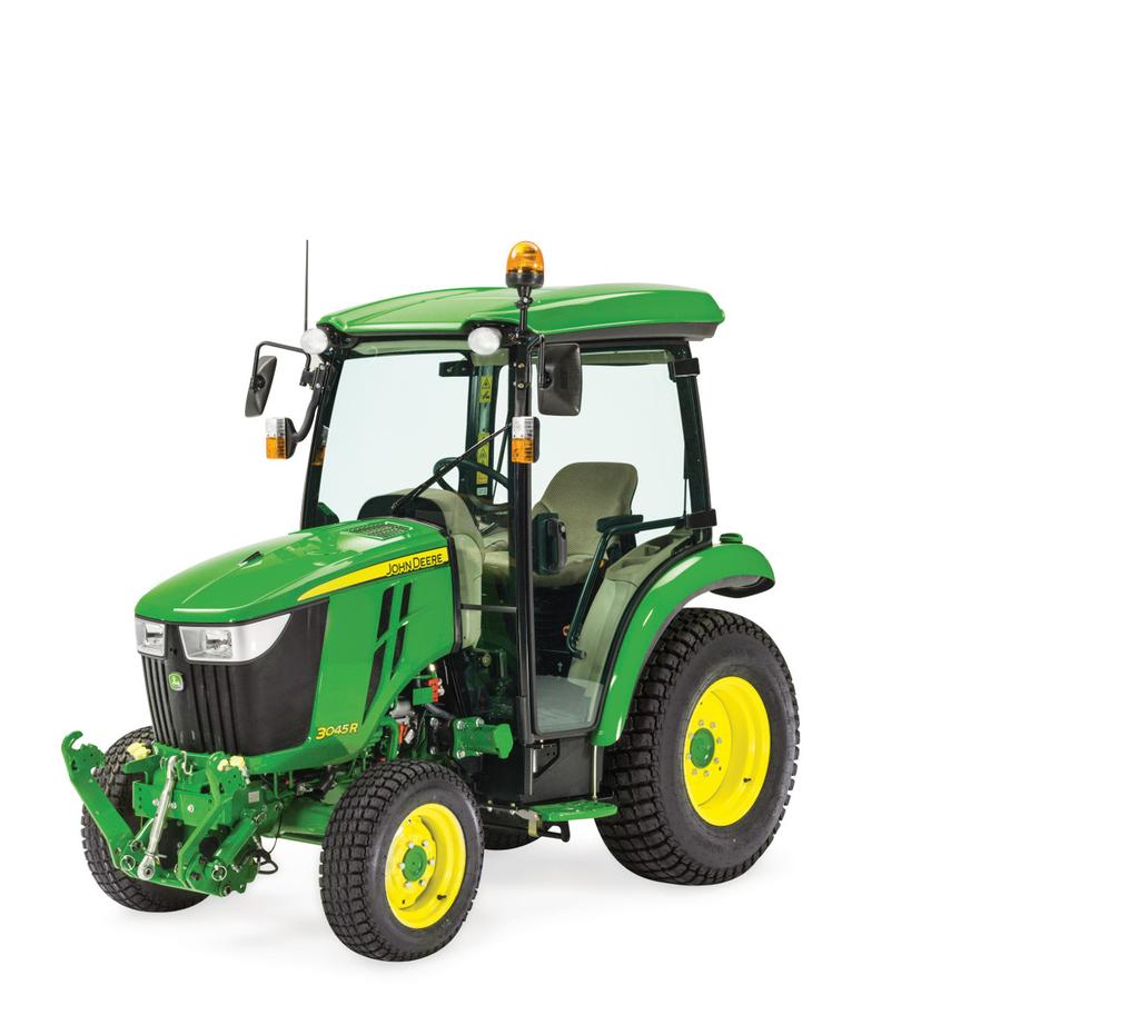 John Deere 3045R 3-cylindrig turboladdad diesel med laddluftkylare. ehydro transmission två pedaler automatisk. AutoConnect klippdäck tillval. ComfortGard hytt (tillval).