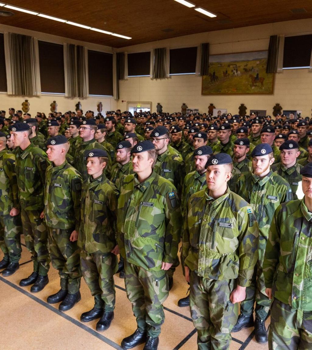 SÅ MÅNGA ÄR VI 255 yrkesofficerare 250 (150) gruppbefäl, soldater och sjömän (kontinuerlig