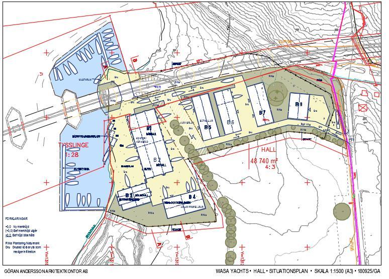 Södertälje kommun Samhällsbyggnadskontoret Planenhet 4 (4) Figur 5. Illustration av planförslaget under färdigställande. Ledningsrättsområde illustreras med streckad linje i grått.