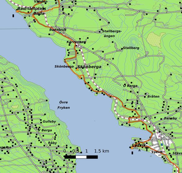 ENAVANDRARNA 2020-02-09 Sida 9 (10) VANDRING 4 Fryksdalsleden delsträcka 6, Lysvik - Bada Sträckan är 13 km Denna delsträcka startar vid Lysviks kyrka och går till Bada Herrgård.