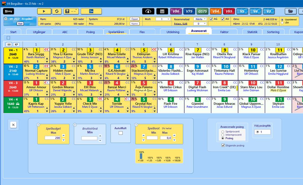 BaraTrav fliken Avancerat Version 1.0 Fliken Avancerat erbjuder ytterligare reduceringsmöjligheter utöver de normala som finns tillgängliga via Utgångar, ABC, Poäng, Spelarkåren och Flex-Villkor.