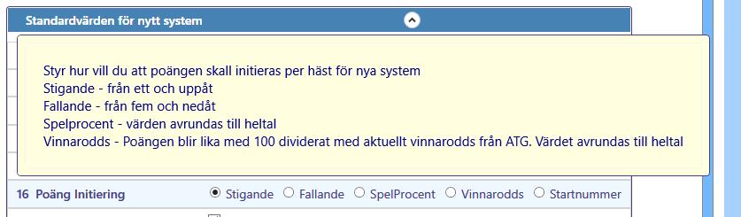 För varje inställning finns det en beskrivning. Denna beskrivning visas när du för musen över inställningens namn eller värde.