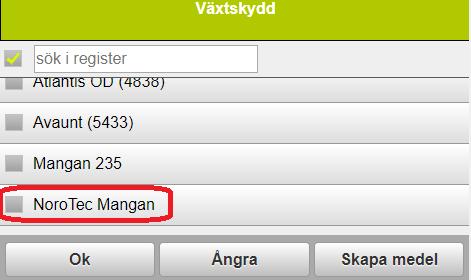 Genom att bocka för den insatsvara du saknar och välja OK, kopieras