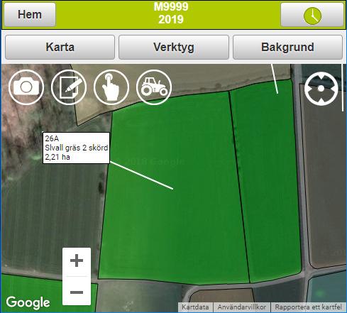 Kartan öppnas och det aktuella fältet är in zoomat.