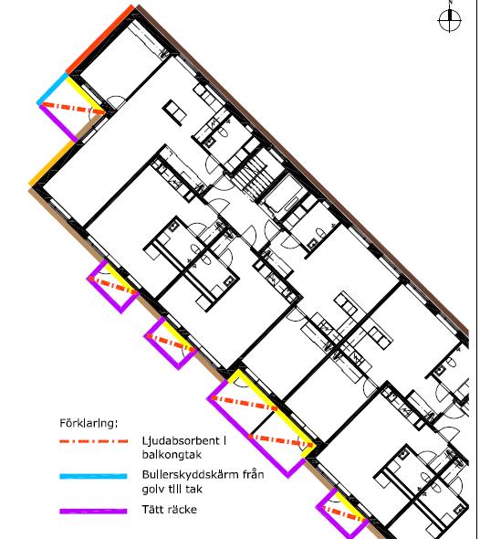 Sida 31 (35) Ekvivalentnivåer vid normalplan för bebyggelseförslaget.