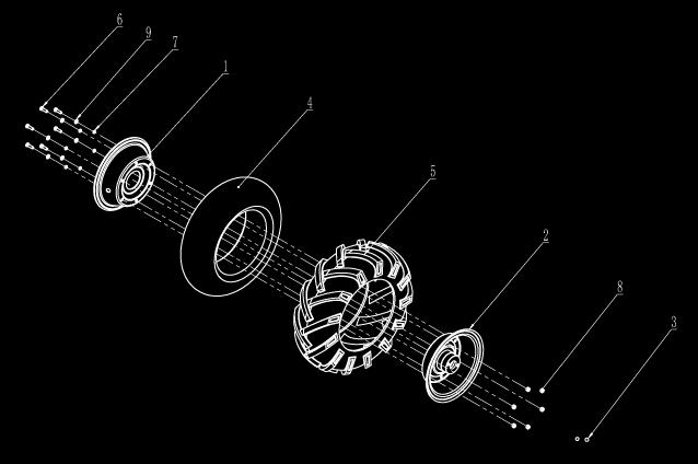 Sprängskiss: Fig 5 Komponenter: Fig 5 Pos. PL Art. Beskrivning Description Antal 1 N.A Utvändig fälg Outer rim 1 2 N.A Invändig fälg Inner rim 1 3 N.A Stålkula Steel ball 2 4 N.