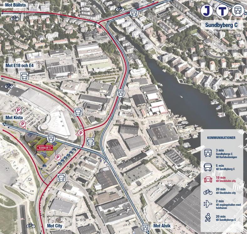 KOLLEKTIVTRAFIK Fastigheten Trafikflyget 8 har idag ca 300 meter till Tvärbanans hållplats Karlsbodavägen. Ett flertal busshållplatser är lokaliserade på omkringliggande gator.