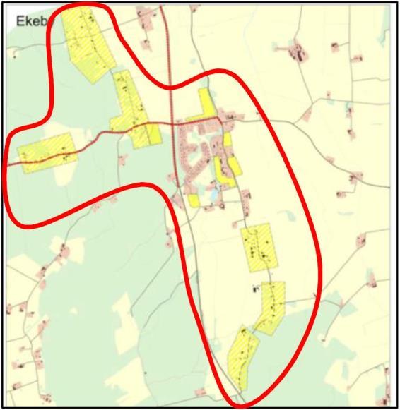 även ha tillgång till en skyddad uteplats som uppfyller gällande riktvärden. Om detta inte finns kan åtgärd för uteplats erbjudas. Bostadsbebyggelsen utmed vägsträckan är utspridd.