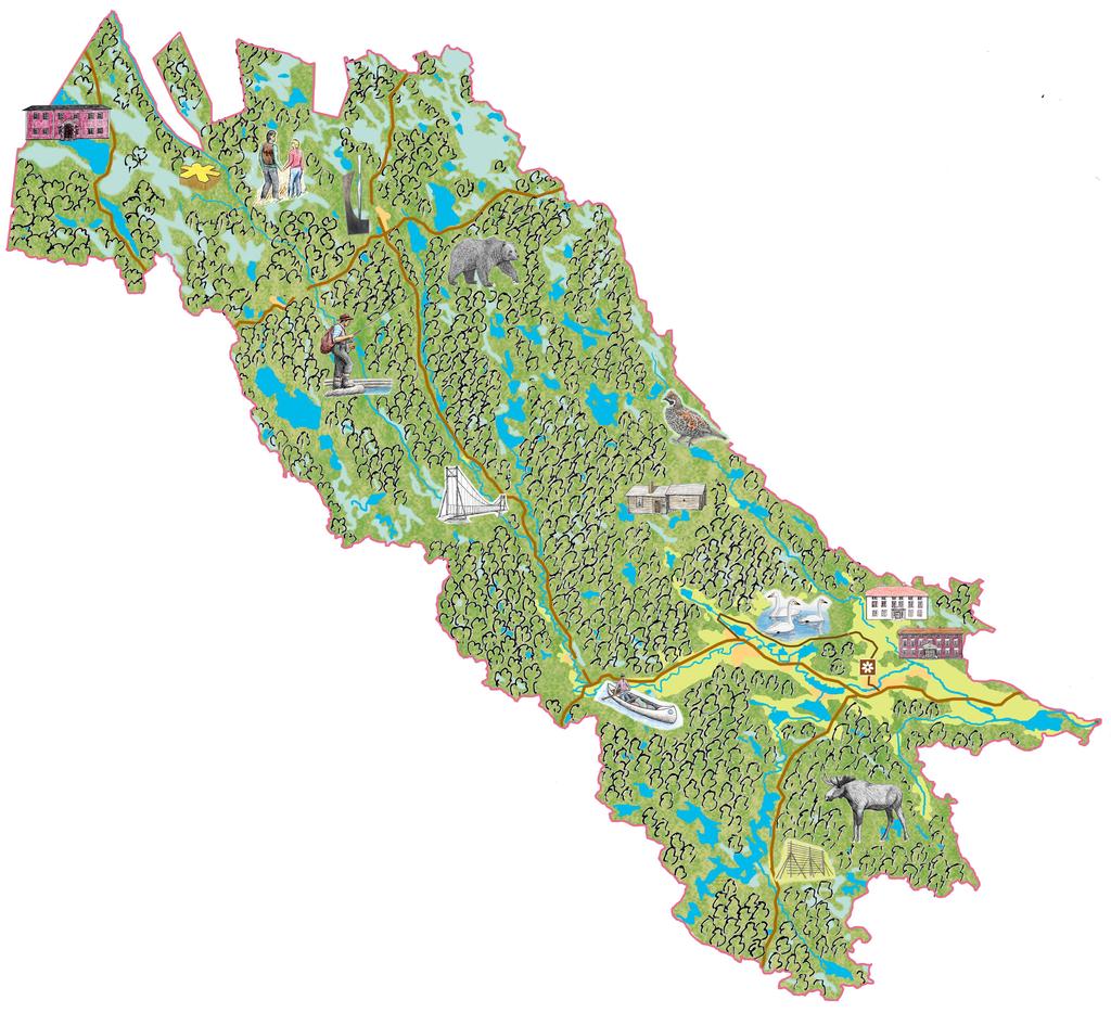 Fågelsjö Gammelgård Hamra Nationalpark Los Hamra Vo xn an BIOSFÄROMRÅDE Hylströmmen NR VOXNADALEN I juni 2019 utsåg Unesco Voxnadalen till biosfärområde.