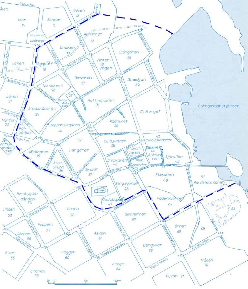 Inledning Upplandsmuseets arkeologiska avdelning utförde under oktober 2006 en arkeologisk schaktningsövervakning inom fornlämning 141, Östhammars medeltida stadsområde, inom kvarteret Snickaren,