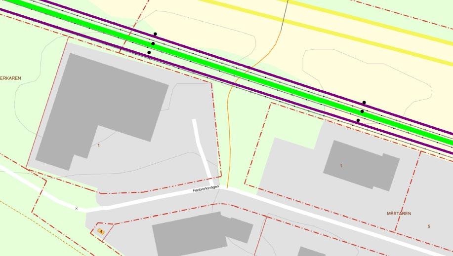 8 (31) Hantverksvägen som matar Hovsjö arbetsområde går längs med södra gränsen av detaljplaneområdet.