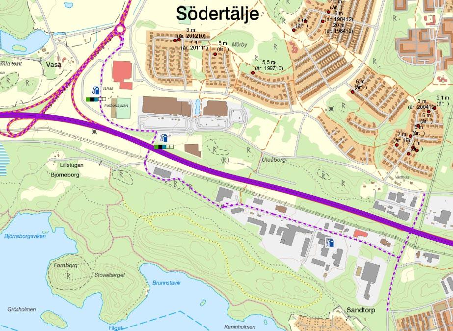 24 (31) Hela östra delen av fastigheten Tillverkaren 1 samt största delen av västra, ligger inom ett avstånd av 120 meter från motorvägen.