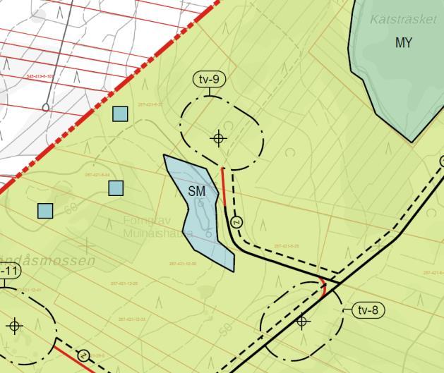 I fjärrlandskapet (>10km) är vindkraftverken mer synliga på basen av den mindre betraktningsvinkeln medan det i närlandskapet (~5-10km) ställvis är svårt att se vindkraftverken eftersom