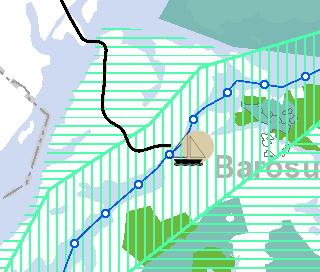 Bilderna 2 och 3. Utdrag ur den inofficiella sammanställningskartan (till vänster) och utdrag ur Nylandsplanen 2050, Västra Nylands etapplandskapsplan - förslagsskedet (till höger).