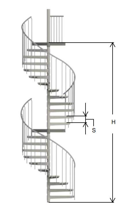 4. BERÄKNING AV STEGAVSTÅNDET Steghöjden måste beräknas individuellt på grund av de olika våningshöjder som finns. Mät våningshöjden H från golvet till överkanten av taköppningens golv.